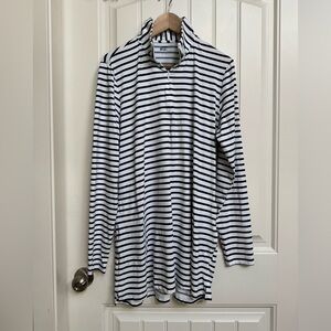 Lands End Blue Striped Long Sleeve High Neck Sun Protection RashGuard Cover Up M